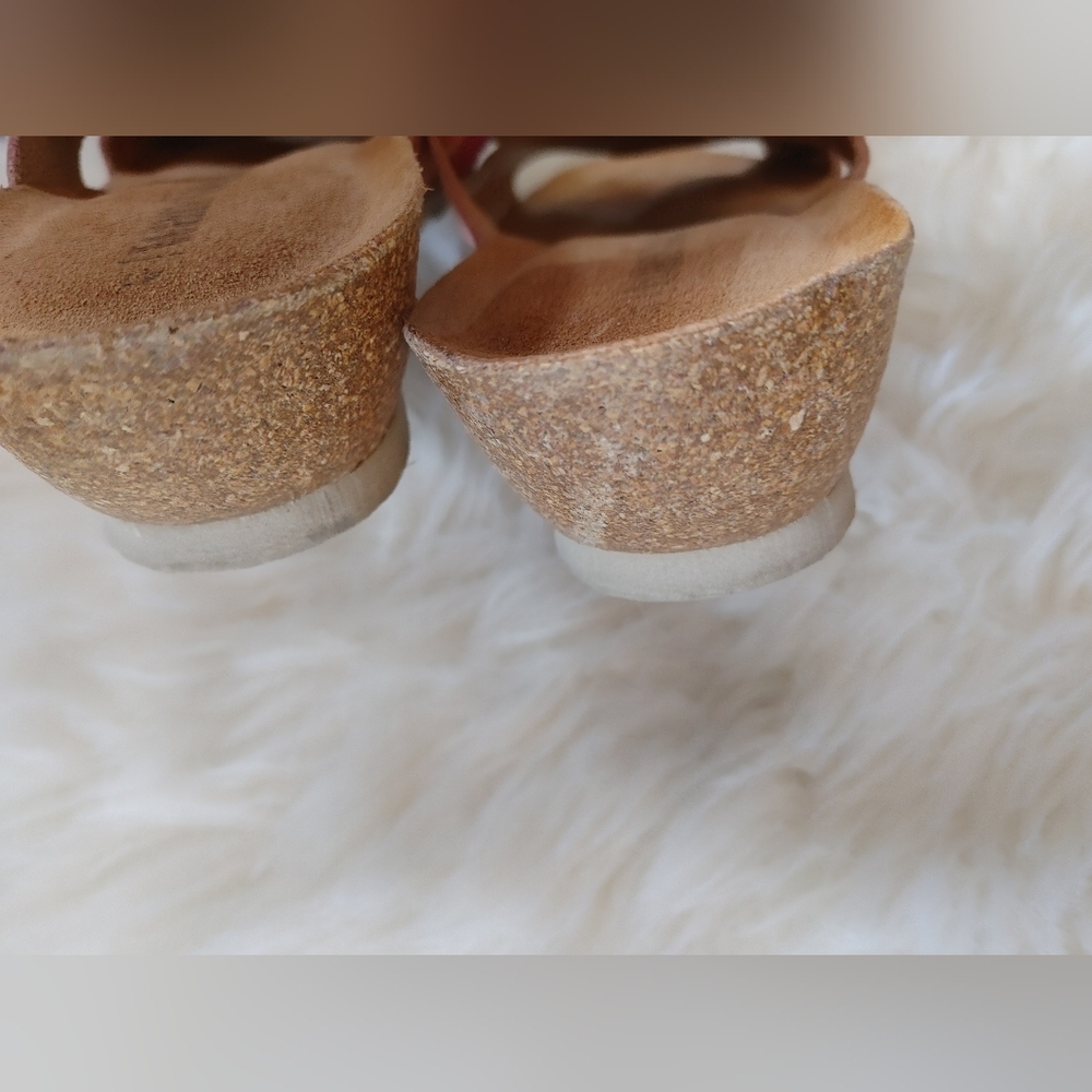 $10 START! Wanda Panda ~Salmon Pink Women's Cork Wedge Sandals ~ Size 41 - Picture 7 of 7